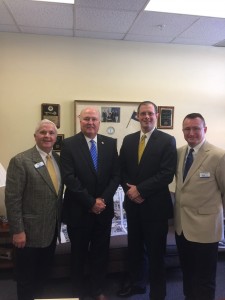 Senator Johnny Ray Turner (second from the left), D-Prestonsburg, met with Hazard Community and Technical College representatives on Feb. 18 in Frankfort. Pictured left to right: Doug Fraley, Turner, Interim President Juston Pate and Stephen Bowling. 