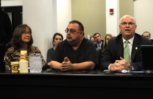 Senator Dennis Parrett, D-Elizabethtown, (right) was joined by David Taylor and Rep. Kelly Flood, D-Lexington, during testimony before a House committee. Taylor is the father of Brianna Taylor, the 17-year-old killed by a habitual DUI offender for whom the bill is named. Rep. Flood carried the bill in the House. Senate Bill 56, aka the Brianna Taylor Act, is headed to the governor’s desk.