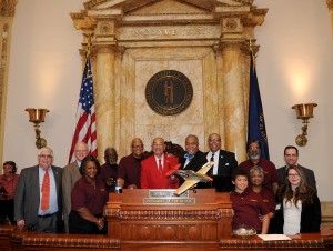 Frank Weaver (center), a member of the Tuskegee Airmen was on the Senate and House floors when each chamber recognized the country’s first black military airmen. 
