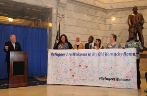 Senator Perry Clark was the opening speaker at the Refugee Day at the Capitol. He also sponsored a resolution recognizing refugees in Kentucky that was later approved by the full Senate. 