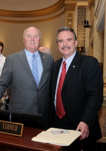 Senator Johnny Ray Turner recognizes Floyd County Judge Executive Ben Hale on the floor of the Kentucky State Senate. 