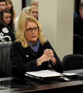 Senator Robin Webb, D-Grayson, testifies on her Bible literacy bill before the Senate Education Committee. Senate Bill 278 today cleared the Senate and goes to the House of Representatives for further consideration.
