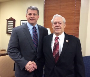 Senator Ray S. Jones, D-Pikeville, met with Lawrence County native Lloyd Moore, who is a member of the Masonic Lodge in Lawrence County, today. Moore was in Frankfort for All Masons Day at the Capitol. He and other masons around the state were recognized on the floor of the Kentucky State Senate on Feb. 2.