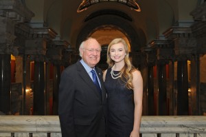 Senate Democratic Caucus Whip Julian M. Carroll (left), D-Frankfort, honored Lindsey Brooke Carroll on being crowned the 2016 Distinguished Young Woman for Kentucky as part of the Distinguished Young Women (formerly Junior Miss) scholarship program. The program was established to promote and reward scholarship, leadership and talent in young women throughout the Commonwealth. Lindsey, a senior at Woodford County High School, will represent the Commonwealth at the Distinguished Young Women of America National Finals in Mobile, Alabama on June 23, 2016. 