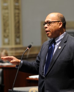 Senator Reggie Thomas debates a bill up for consideration in the Kentucky Senate.